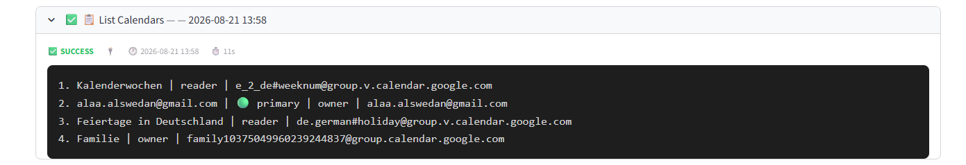 Google Calendar List Calendars